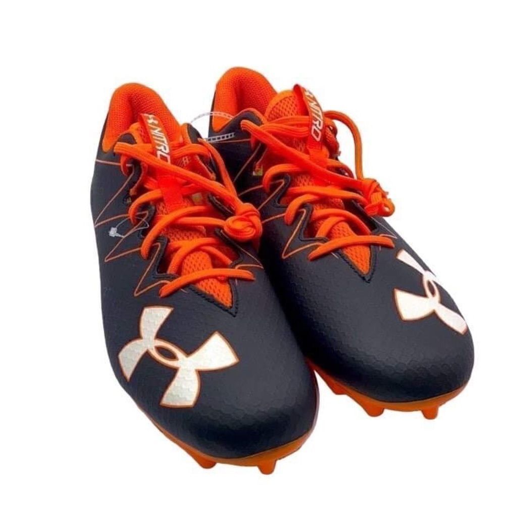 Under Armour Black & Orange Nitro Football Cleats Shoes Sports Size 16